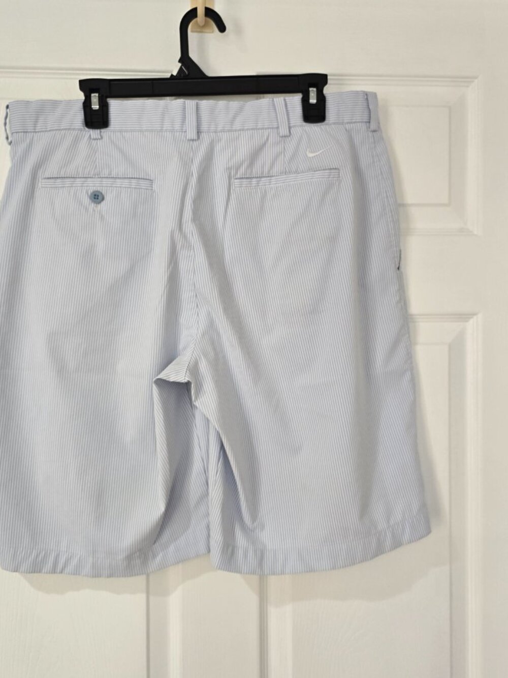 Nike Golf Men's Performance Flat Front Shorts Blue White Striped Logo Size 36 - Picture 5 of 8